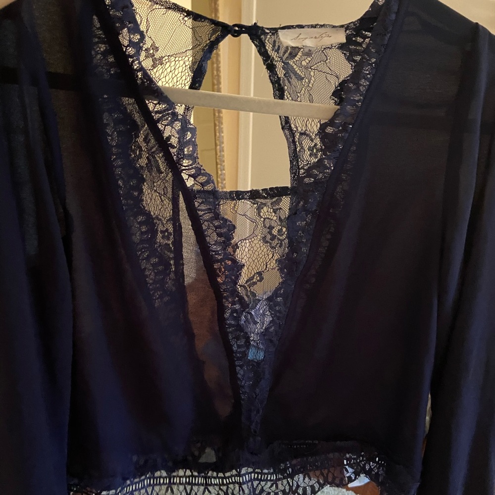 Lace navy top